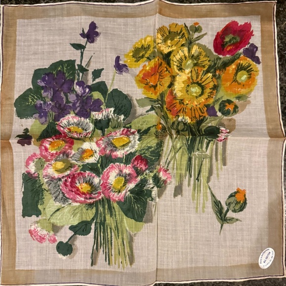 Vintage Switzerland Floral Cotton Handkerchiefs set of 2 NWT - Picture 5 of 9